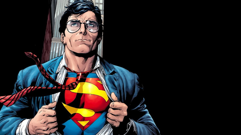 adult, waist up, Superman - Clark Kent, one person, glasses, costume, front view, studio shot, comics, lifestyles, looking at camera, eyeglasses, portrait