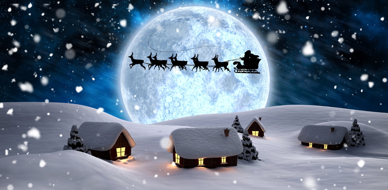 snowflake, frozen, travel, architecture, rendering, frost, digital composite, snow, ice, deer, 5K, snowflakes, mountain, blue, santa, tree, season, no people