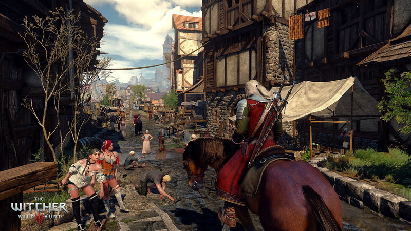 nature, The Witcher 3: Wild Hunt, people, domestic animals, street, cloud - sky, CD Projekt RED, real people, mammal, day, built structure, building, 1080P