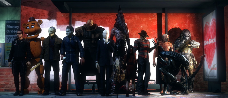mannequin, Halloween, full length, alien, retail, crowd, editorial, silent hill, F.E.A.R, retail display, friday 13, characters, resident evil, statue