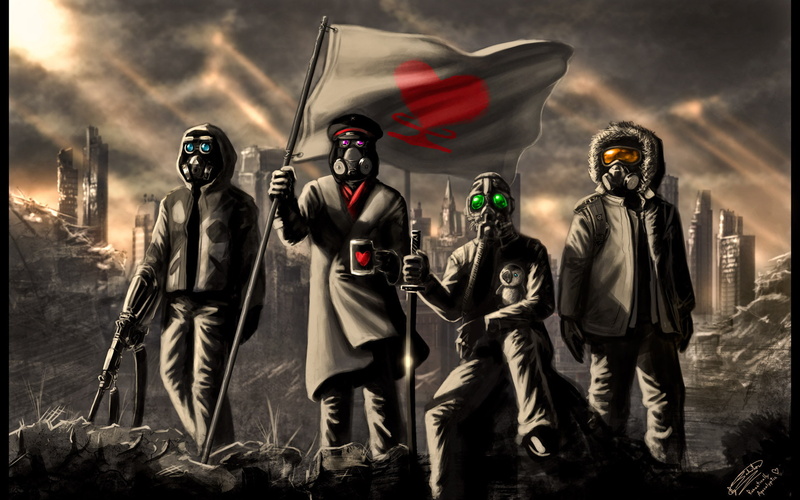 romantically, hd, drawing, 1080P, flag, digital/artwork, mask, gas, apocalyptic