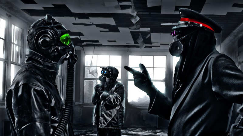 gas mask, captain, romantically apocalyptic, the room, three, 1080P, romance of the Apocalypse, comic