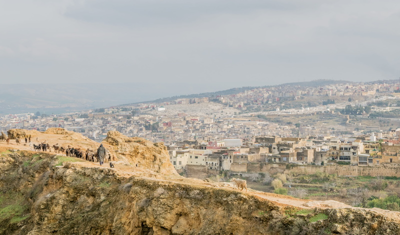 city, building, mountain, morocco, fez, 4K, travel, fes, ancient civilization, goat herder, travel destinations, outdoors, nature, no people, architecture