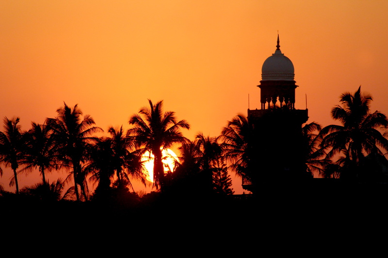 silhouette, tourism, outdoors, dome, palm tree, tree, kolhapur, built structure, india, nature, building exterior, sky, belief, religion, travel destinations