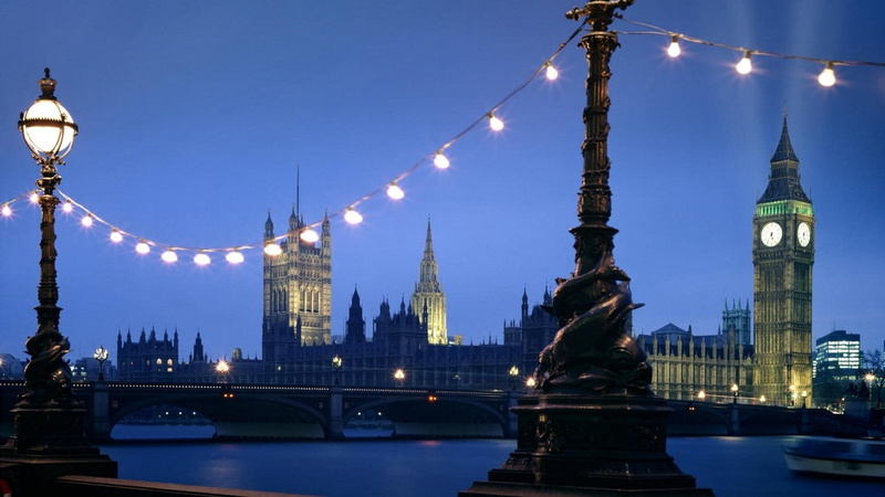 gothic style, 720P, statue, Westminster, illuminated, water, sky, clock tower, city, River Thames, lighting equipment, bridge - man made structure, built structure