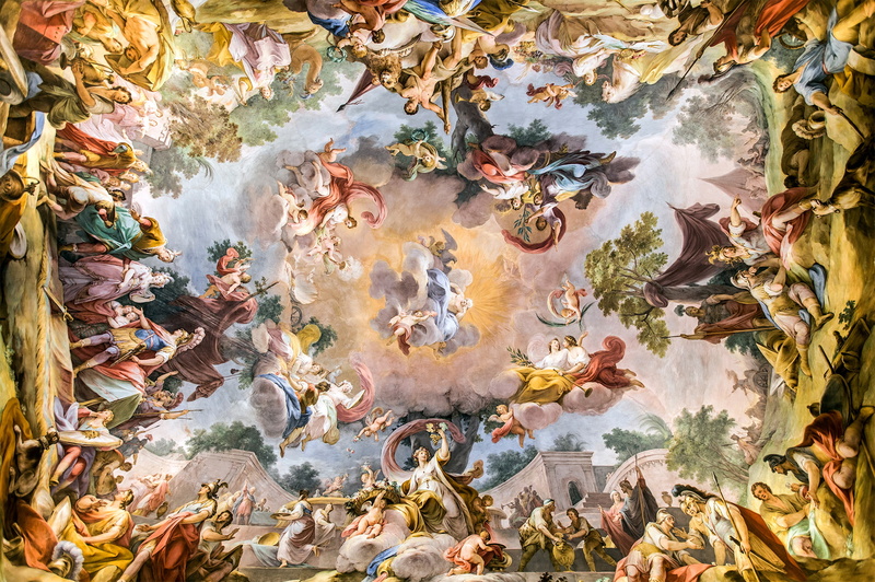 multicolored, leaves, nature, no people, Royal Palace, spirituality, painting, backgrounds, pattern, 1080P, day, art and craft, human representation, belief