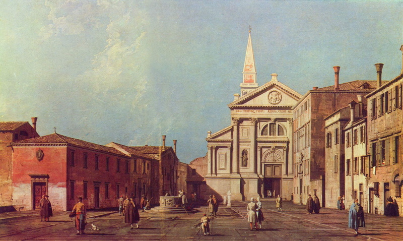 Church, Antonio Canaletto, 2K, building, Italy, people, area, Venice