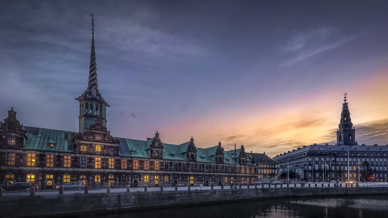 Copenhagen, Denmark, the evening, 2K