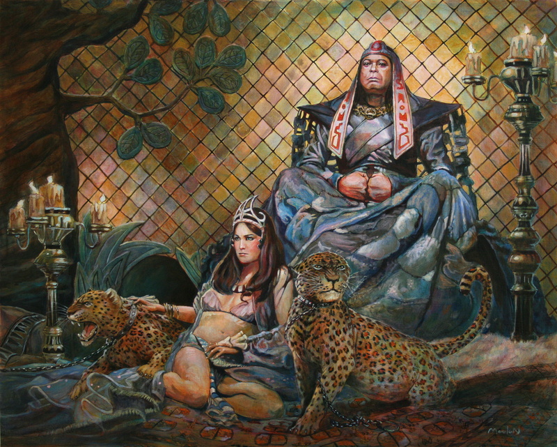 Thulsa Doom, 2K, leopard (animal), Conan the Barbarian, painting, princess