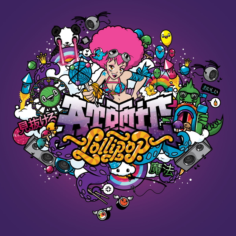 lollipop, females, women, child, cute, purple, handgun, music, multi colored, people, colored background, 480P, technology, arts culture and entertainment