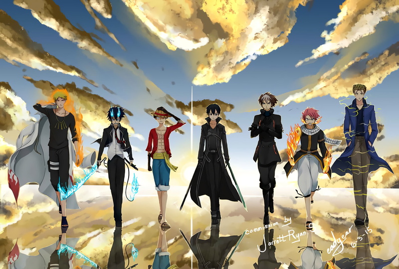 Blue Exorcist, human representation, fashion, Naruto, Kazuto Kirigaya, Naruto Uzumaki, celebration, representation, outdoors, standing, cloud - sky, 1080P