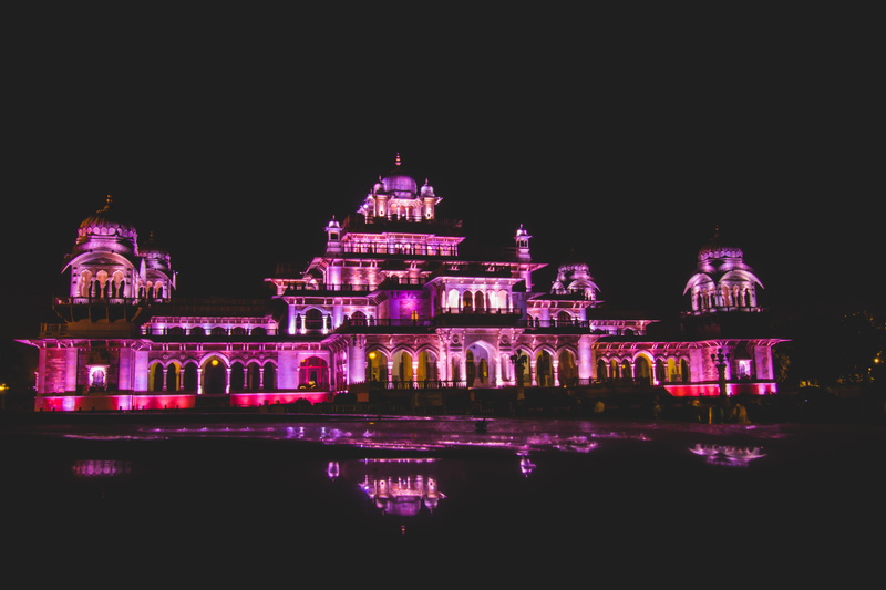 water, rajasthan, building exterior, 5K, night, majestic, architectural design, lighted, government, building, belief, travel, no people, history, copy space