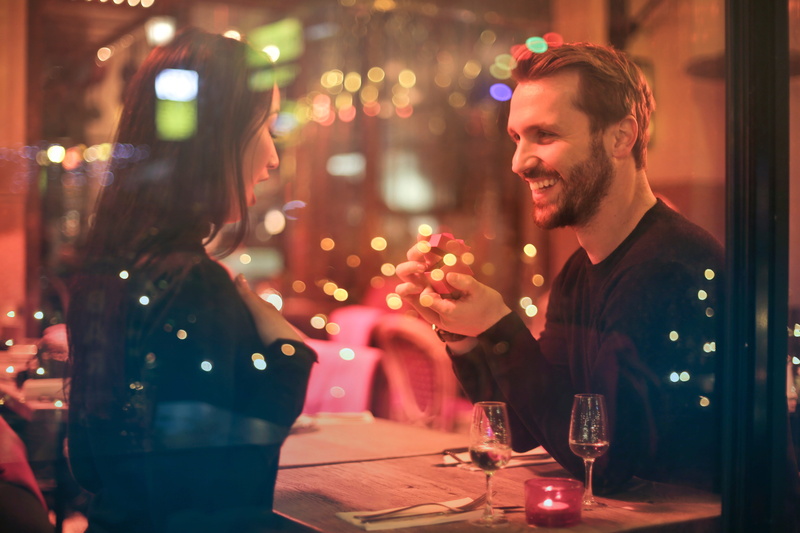 positive emotion, romatic, nightlife, smile, dinner, couple - relationship, yes, 5K, men, enjoyment, togetherness, new years eve, emotion, males, women
