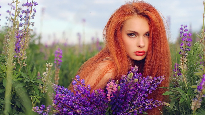 plant, hairstyle, model, freshness, springtime, flower, young women, flower head, young adult, outdoors, long hair, hair, one person, leisure activity