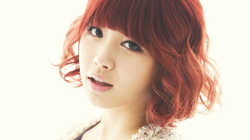 K-pop, face, looking at viewer, women, Asian, Korean, 1080P, Kim Yura, open mouth, short hair, Girls Day, redhead