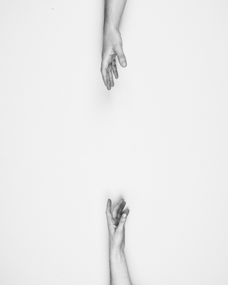 one person, sad, indoors, white background, human leg, hand, reach out, human limb, arms raised, distance, human foot, hands, 4K, real people, human arm