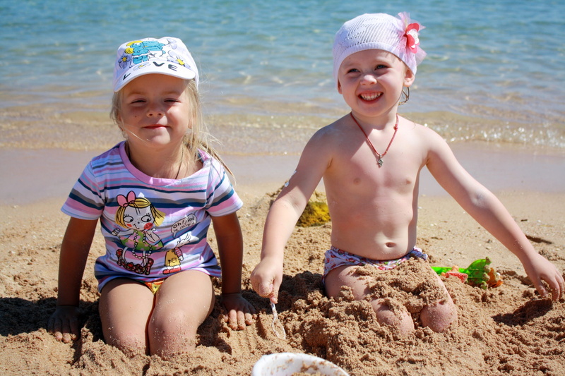 bury, emotion, Kids, Sea, Beach, land, summer, portrait, sand, sibling, fun, innocence, togetherness, seashore, children, two people, looking at camera