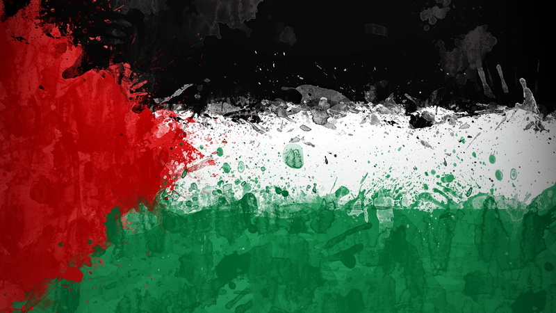 1080P, paint, black, painting, flag, red, white, Palestine