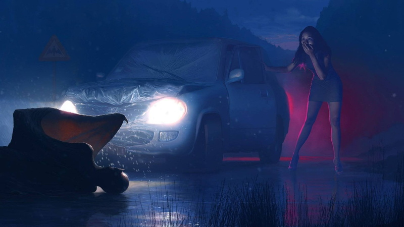 standing, full length, one person, beside, illuminated, casual clothing, young adult, motor vehicle, lifestyles, creature, young women, transportation