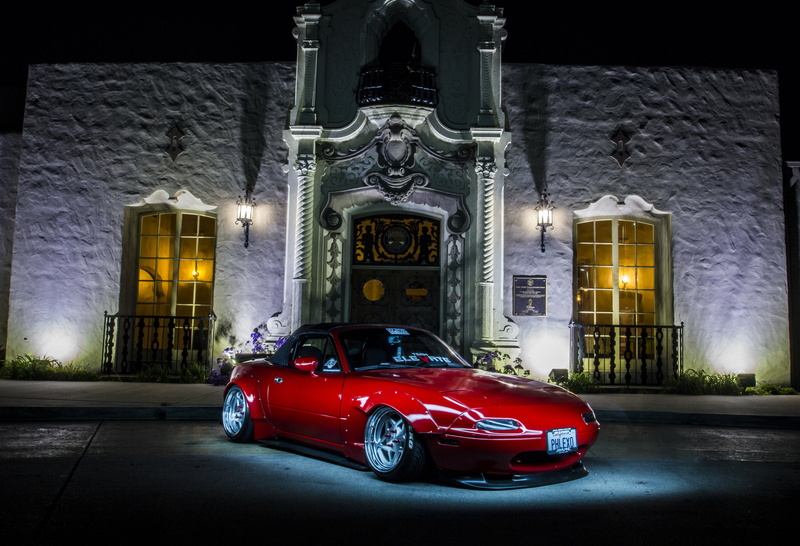 built structure, vehicle, land vehicle, mode of transportation, city, miata, night, no people, MX-5, architecture, outdoors, car, Mazda MX-5 , transportation