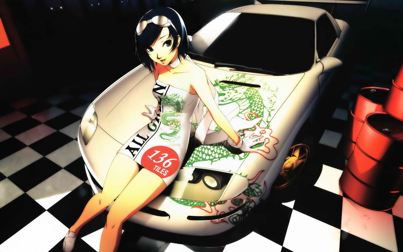 girls, anime, cars, x, hd, furai, art, miata, Mazda, 1080P