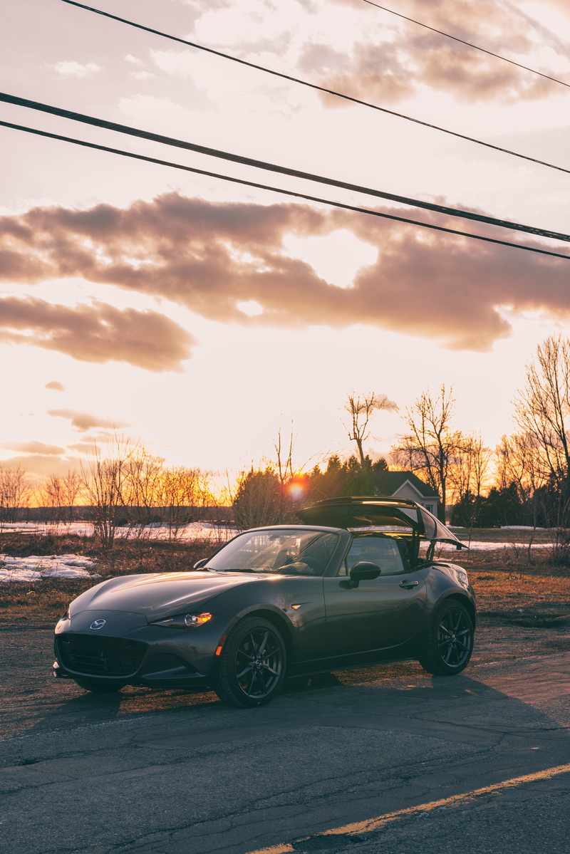 8K, side view, mazda mx-5, mazda, mazda mx-5 rf, sunset