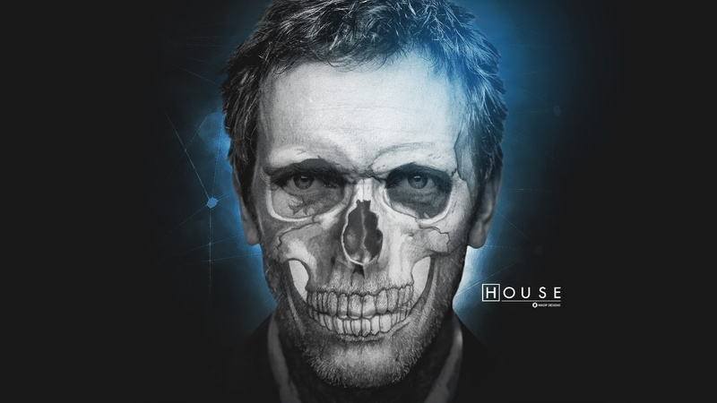 1080P, face, M.D., skull, House, Gregory House