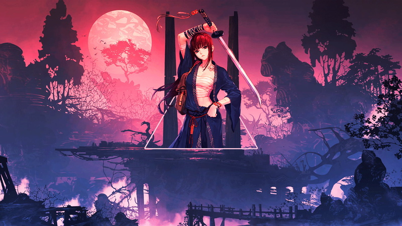 anime girls, Art Nouveau, 1080P, Samurai 7, _3d, anime