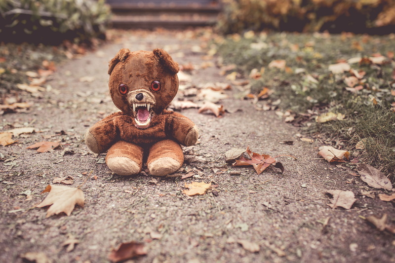 nature, brown bear, floor, animals in the wild, 5K, plant part, change, dog, domestic animals, leaves, leaf, animal, toy, lazy, cute, mouth open, canine