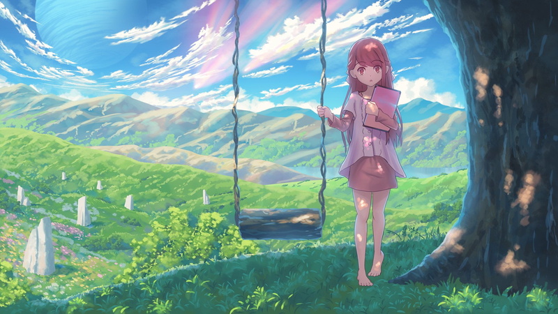 plant, 1080P, women, beside, full length, outdoors, character, one person, casual clothing, sunlight, Anime, growth, Rin (Shelter), girl, Shelter