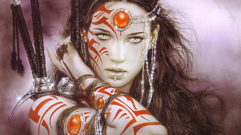 hd, luis, red, black, tattoo, game, video, hair, character, woman, fantasy, 1080P, royo