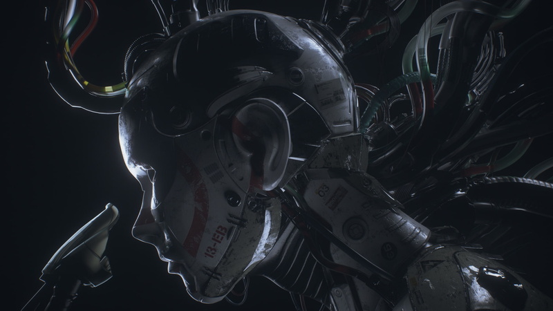 cyberpunk, cables, 1080P, wire, Android, head, robot