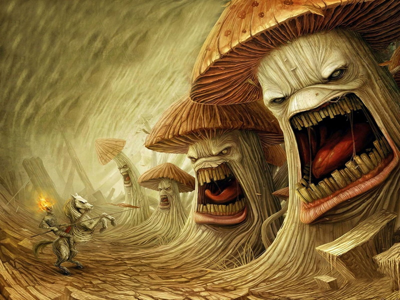 creativity, indoors, rock, sculpture, art and craft, mushroom, disc, painted image, craft, fantasy, artwork, 1imush, demon - fictional character, no people