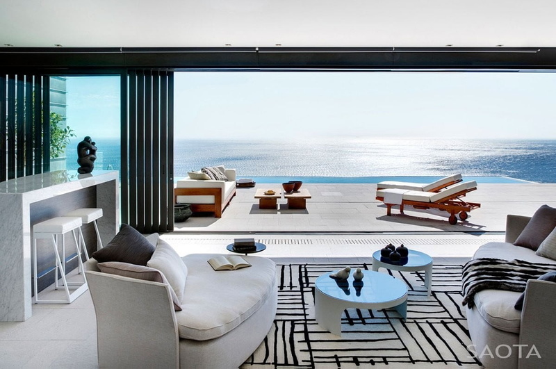 nature, no people, water, 480P, wealth, indoors, horizon, scenics - nature, window, white, chair, day, lounge, fabric, sky, room, railing, chaise, modern