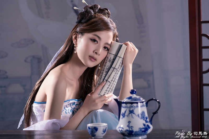 Cup, Mikako Zhang Kaijie, Models, 1080P, Taiwanese, China, Hairpin, Hair-Dress, Dress, Asian, Chinese, Tea Set