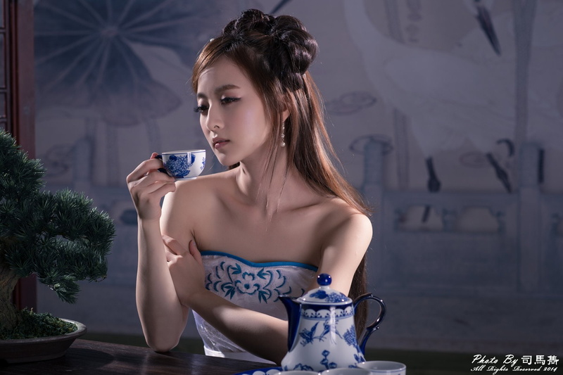 China, Taiwanese, Tea Set, Asian, Cup, 1080P, Models, Dress, Chinese, Mikako Zhang Kaijie, Hair-Dress