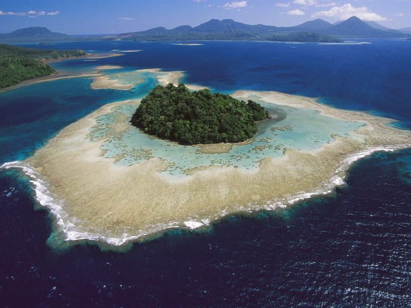 land, beach, aerial view, nature, tranquility, abstract, island, idyllic, high angle view, atolls, 720P, sea, blue, outdoors, mountain, landscape, beauty in nature