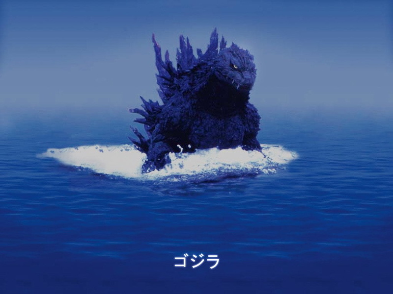 outdoors, water, scenics - nature, Godzilla, blue, tranquility, sky, no people, Godzilla (1954), nature, representation, illustration, creativity, waterfront