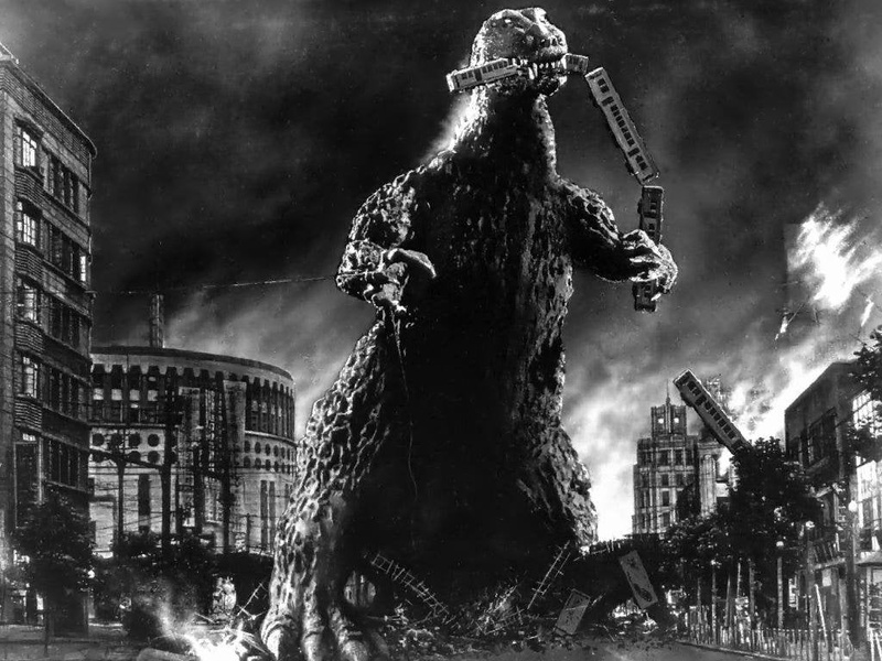 representation, Godzilla, sky, travel destinations, night, skyscraper, digital composite, art and craft, architecture, no people, cloud - sky