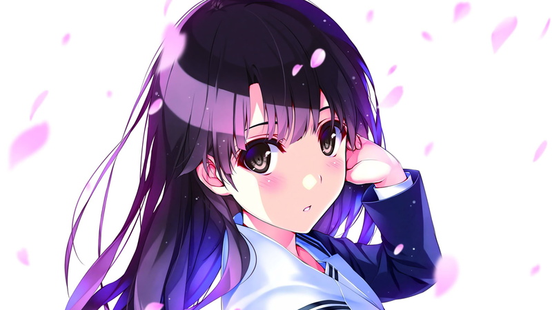 close-up, one person, still life, Kato Megumi, representation, purple, headshot, fashion, portrait, art and craft, childhood, Saenai Heroine no Sodatekata