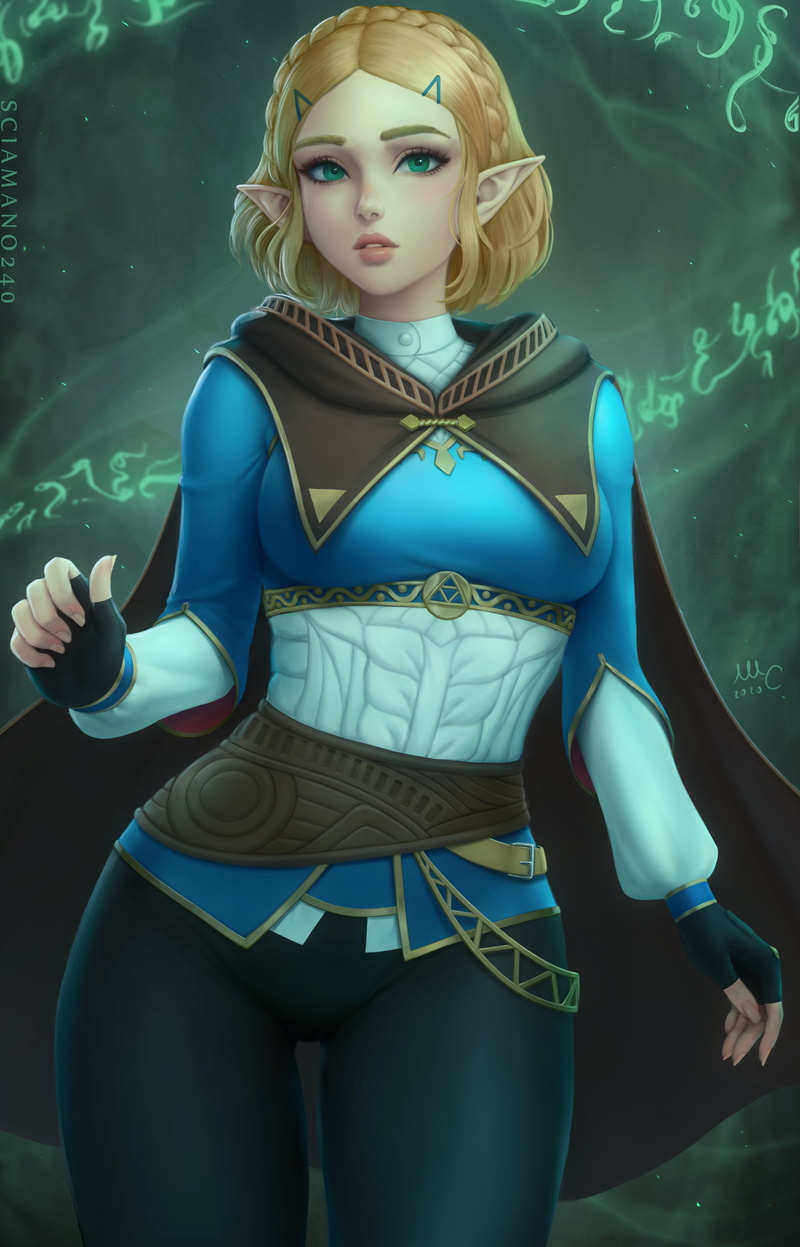 drawing, women, video game characters, short hair, artwork, video game art, fantasy girl, fan art, Zelda, digital art, The Legend of Zelda, Zelda Breath of the Wild