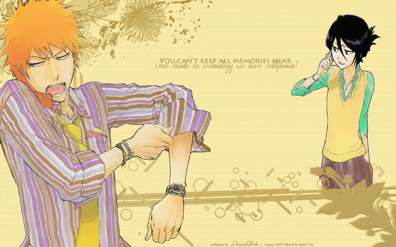 text, indoors, Bleach, young adult, art and craft, digital composite, creativity, Kurosaki Ichigo, script, anime, Kuchiki Rukia, standing, communication