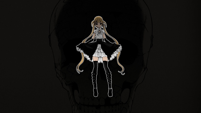 studio shot, anime girls, girl, long hair, black color, bone, representation, indoors, animal wildlife, background, black, hanging, Mai Kirame, cut out
