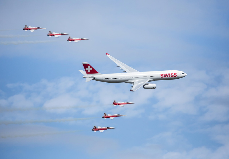 clouds, The A350, Airbus, 1080P, parade, the plane, Switzerland, the sky