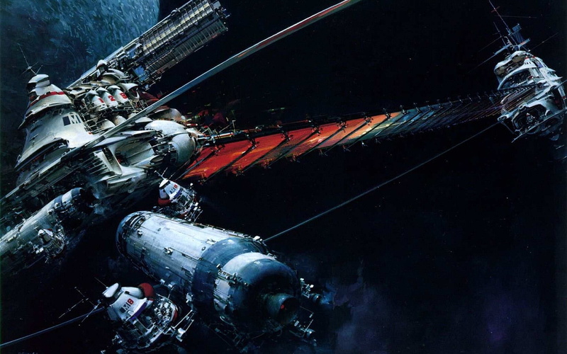 industrial ship, water, architecture, digital, high angle view, air vehicle, moored, outdoors, nature, ship, mode of transportation, science fiction, space station