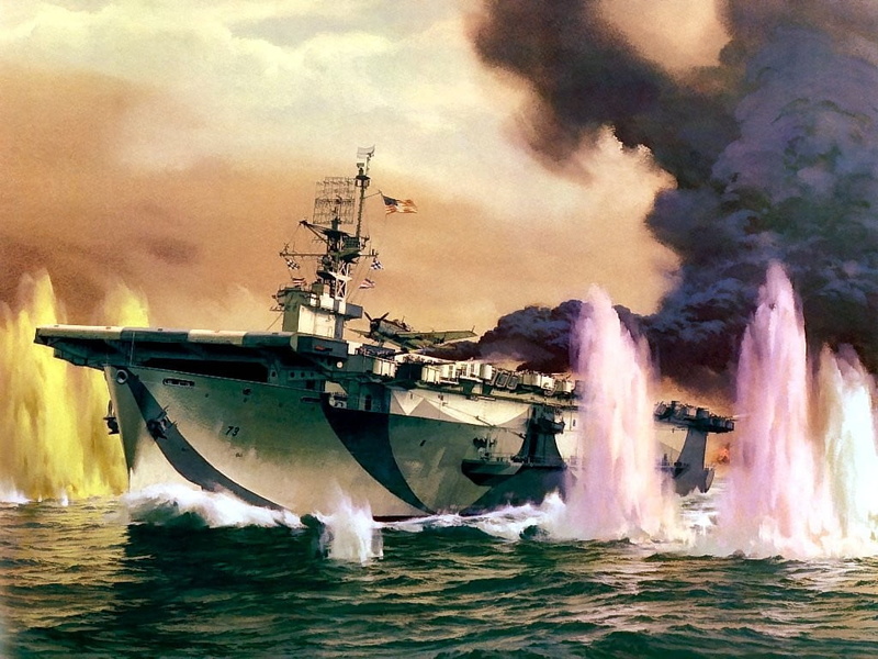 travel, water, sky, beauty in nature, nautical vessel, no people, smoke, mode of transportation, military, painting, power in nature, aircraft, 480P, smoke - physical structure