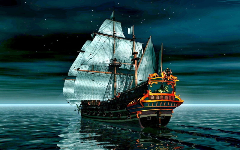 night, scenics - nature, 2K, mode of transportation, transportation, water, hd, beauty in nature, waterfront, sea, nautical vessel, beautiful, no people