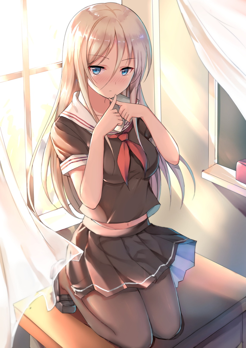pantyhose, school uniform, Bismarck (Azur Lane), schoolgirl, 2K, anime girls, Azur Lane, anime
