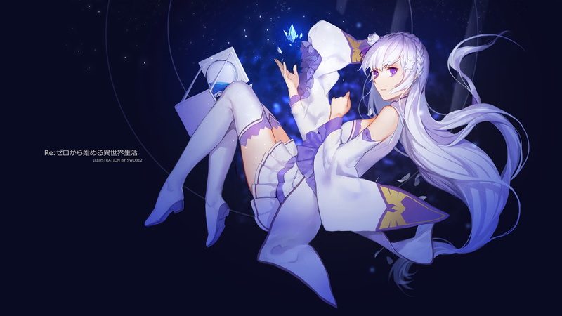 night, artwork, blue background, 2K, Re:Zero Kara Hajimeru Isekai Seikatsu, studio shot, motion, arts culture and entertainment, hairstyle, nightlife