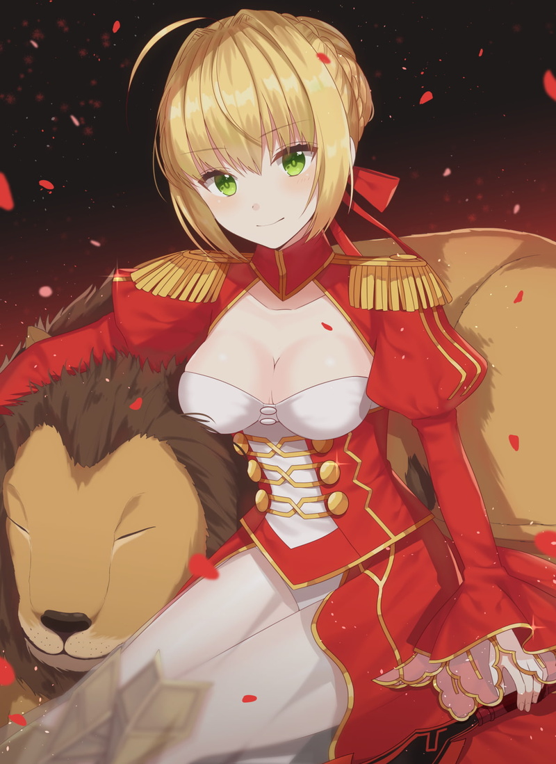 Saber, celebration, christmas, indoors, no people, close-up, table, male likeness, 720P, female likeness, festival, toy, holiday, Saber Extra, Nero Claudius